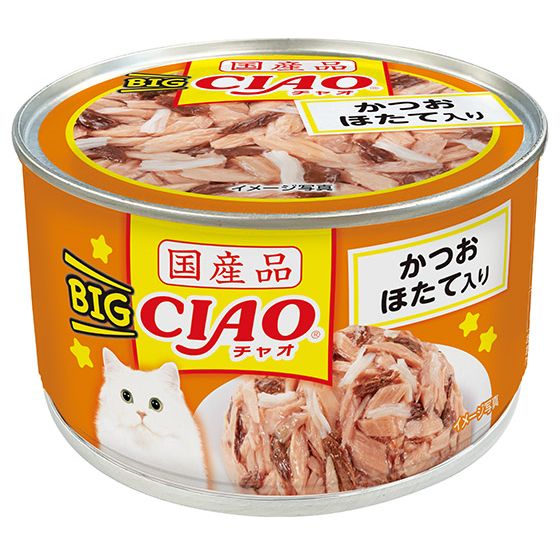 まとめ買い）いなばペットフード BIG CIAO缶 かつお ほたて入り 160g