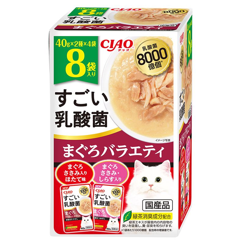 いなばペットフード CIAO すごい乳酸菌パウチ まぐろバラエティ 40g×8