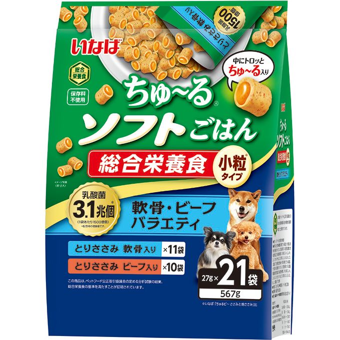 まとめ買い）いなばペットフード ちゅ～るソフトごはん 軟骨・ビーフ