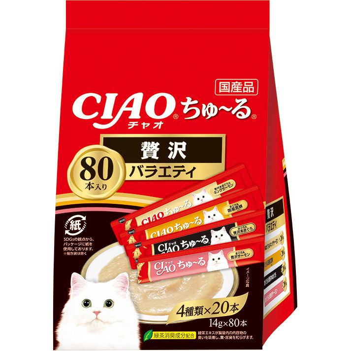 まとめ買い）いなばペットフード CIAO ちゅ～る 贅沢バラエティ 14g×80