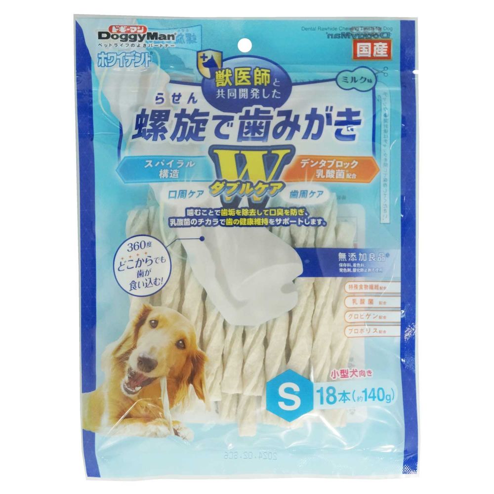 まとめ買い）ドギーマン ホワイデント 螺旋で歯みがき Wケア S 18本 犬