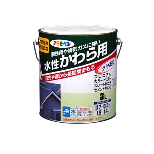 まとめ買い）アサヒペン 水性かわら用 アイリッシュグリーン 3L 〔3缶