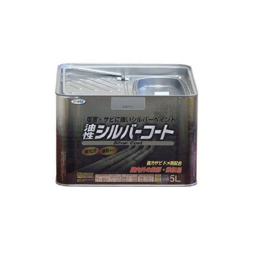 まとめ買い）アサヒペン 油性シルバーコート 5L シルバー 〔3缶セット