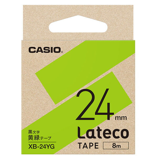 （まとめ買い）カシオ ラベルライター ラテコ詰め替え用テープ 黄緑に黒文字 24mm XB-24YG 〔3個セット〕