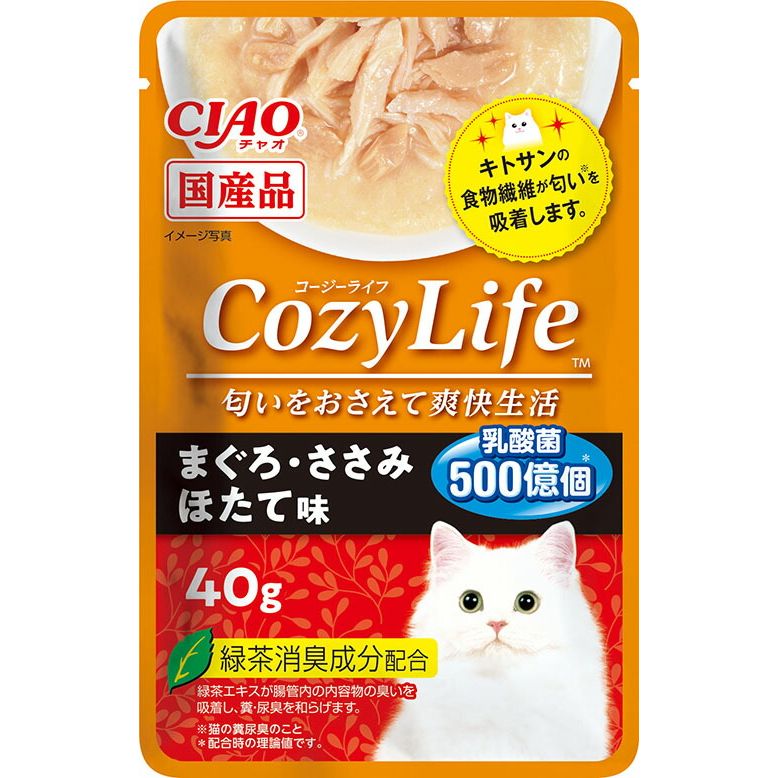 いなばペットフード CIAO(チャオ) CozyLifeパウチ まぐろ・ささみ ほたて味 40g 猫用フード – FUJIX