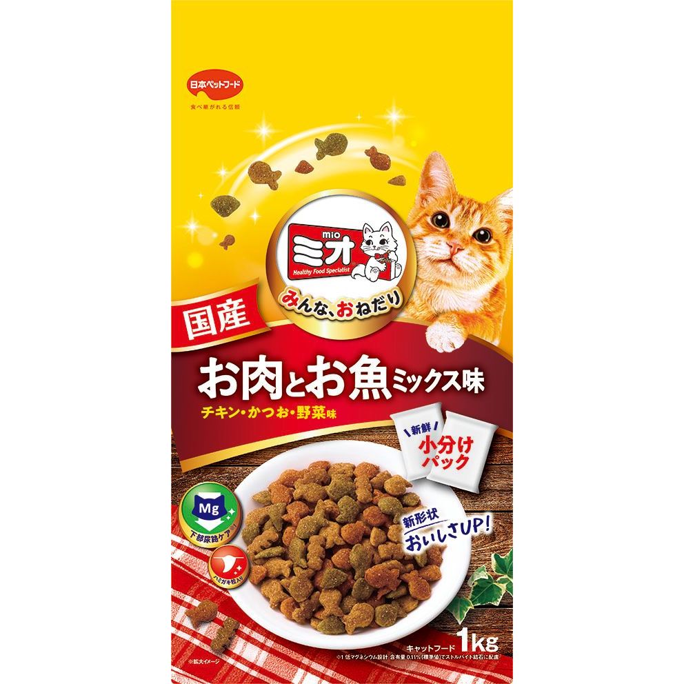 まとめ買い）日本ペットフード ミオドライミックス お肉とお魚ミックス味 1kg 猫用フード 〔×5〕 – FUJIX