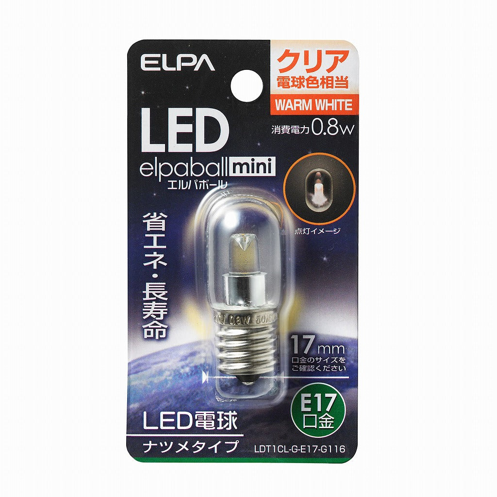 ELPA LEDナツメ形E17   LDT1CL-G-E17-G116