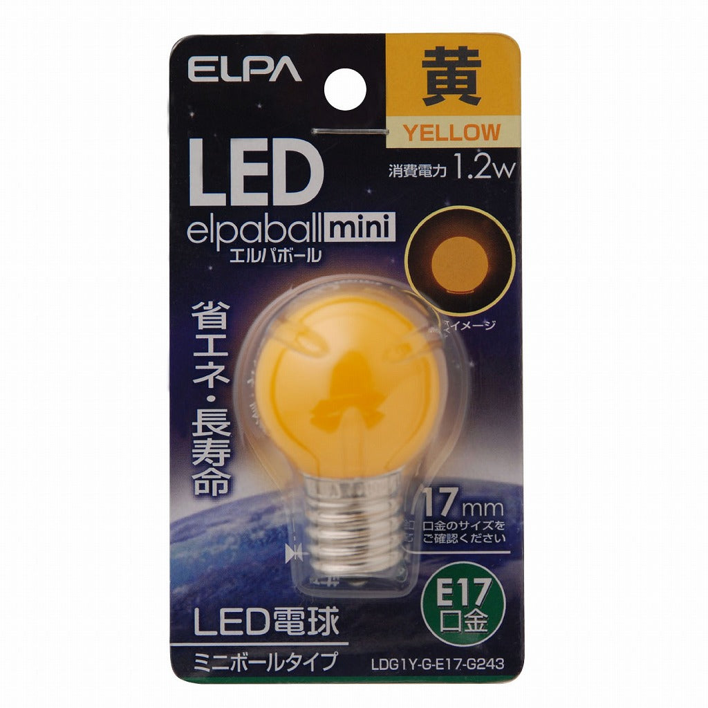 ELPA LED電球G30形E17 LDG1Y-G-E17-G243