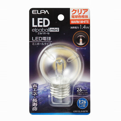 ELPA LED電球G50形E26 LDG1CL-G-G276