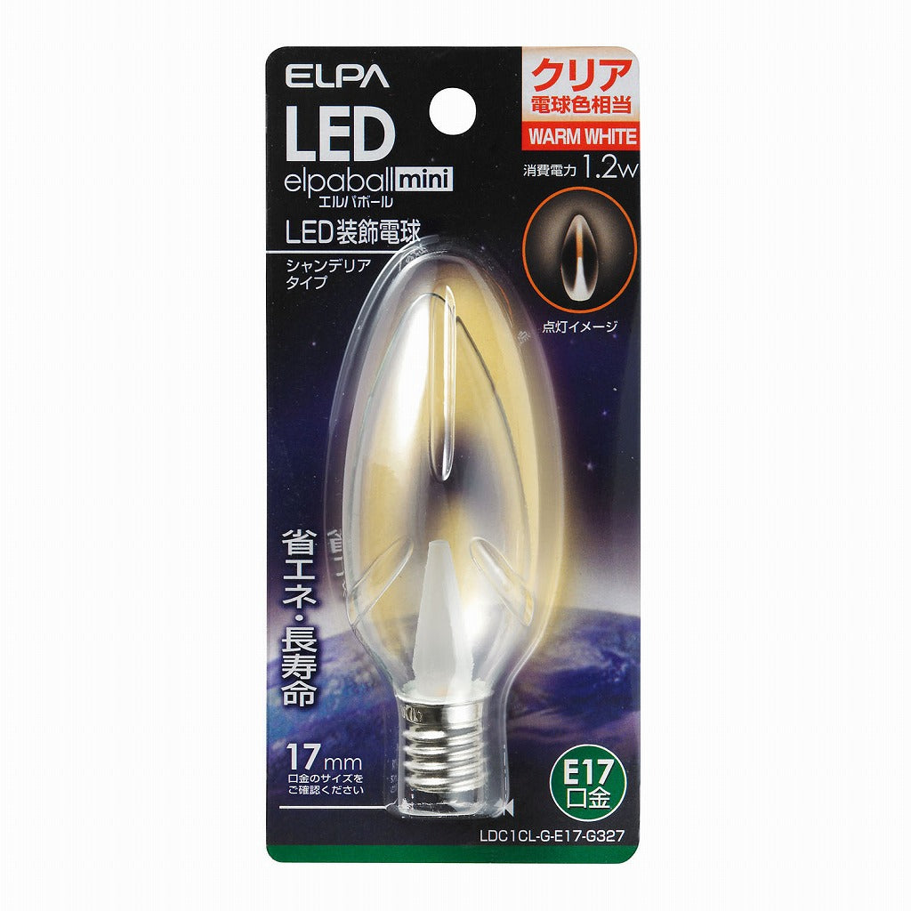 ELPA LED電球シャンデリアE17 LDC1CL-G-E17-G327