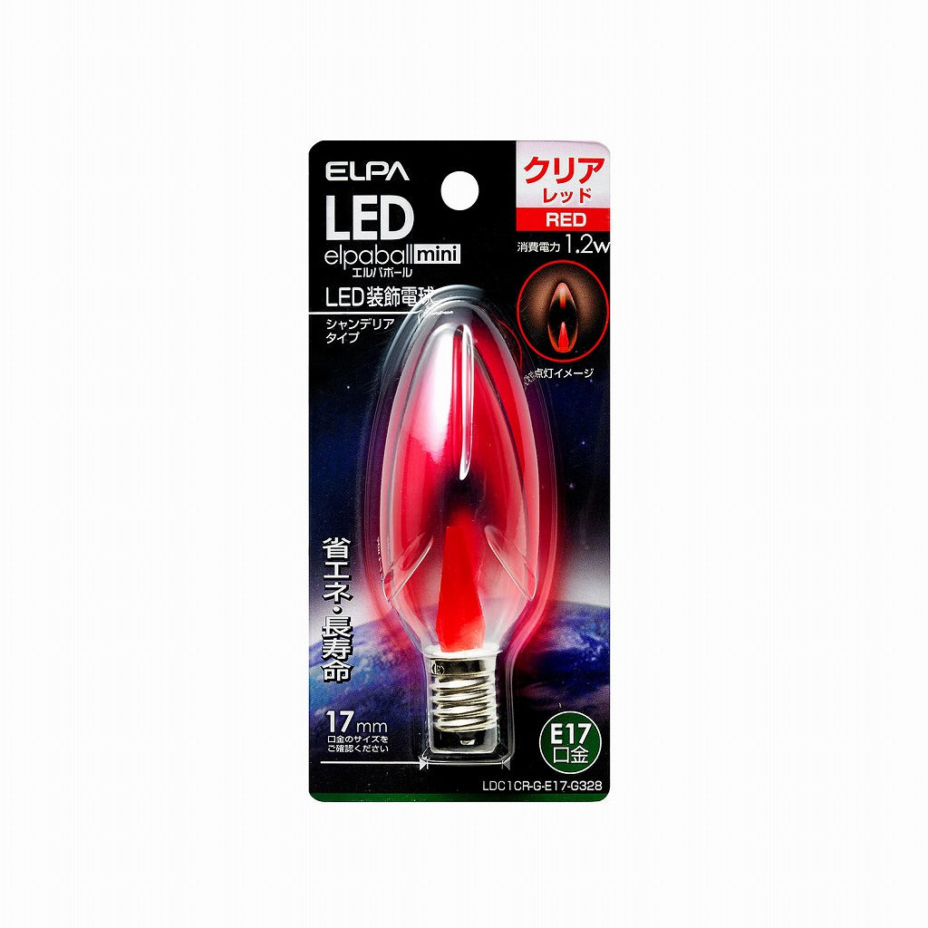 ELPA LEDシャンデリア球 E17 LDC1CR-G-E17-G328