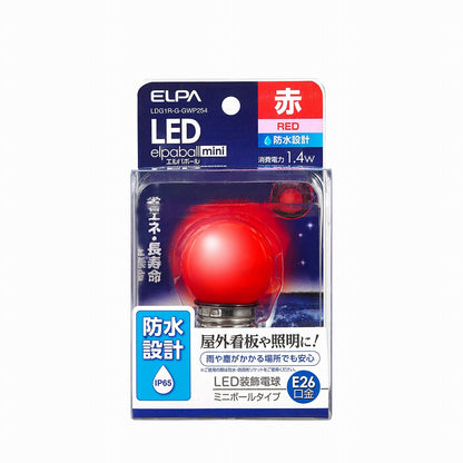 ELPA LED電球G40形防水E26R色 LDG1R-G-GWP254