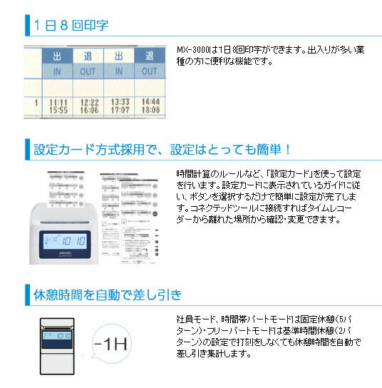 アマノ コネクテッドタイムレコーダー 時間集計モデル MX-3000 – FUJIX