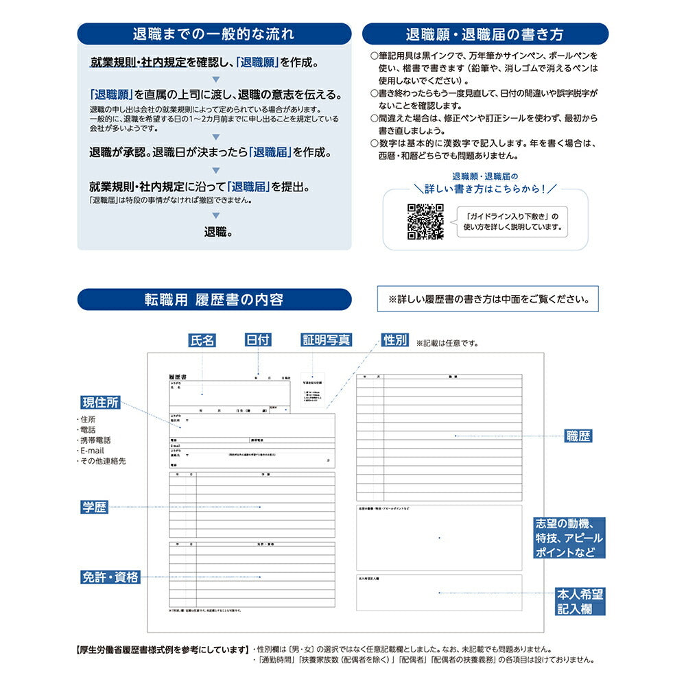 ササガワ 簡単作成 退職届 退職願 履歴書付き 1セット入 44-506 – FUJIX