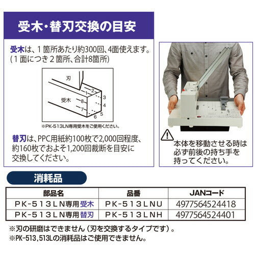 まとめ買い）プラス かんたん替刃交換断裁機専用受木 PK-513LNU 〔×3