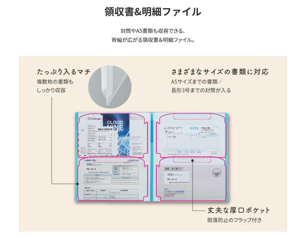 まとめ買い）コクヨ 領収書&明細ファイル 固定式 ノビータ A4 48