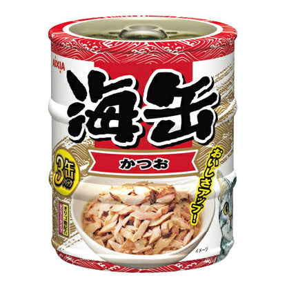 （まとめ買い）アイシア 海缶ミニ3P かつお 180g(60g×3缶) 猫用フード 〔×12〕