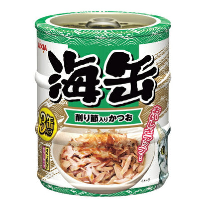 アイシア 海缶ミニ3P 削り節入りかつお 180g(60g×3缶) 猫用フード