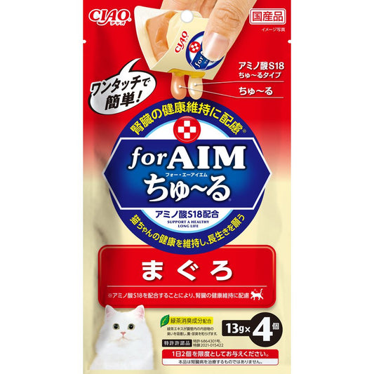 いなばペットフード CIAO forAIMワンタッチちゅ～る まぐろ 13g×4個 猫用おやつ