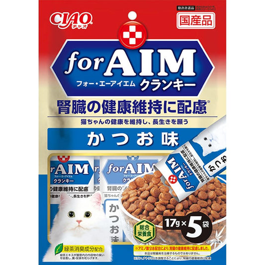 （まとめ買い）いなばペットフード CIAO forAIMクランキー かつお味 17g×5袋 猫用フード 〔×24〕