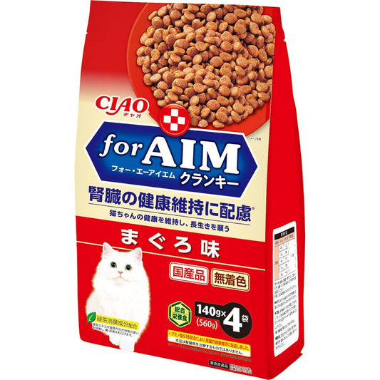 （まとめ買い）いなばペットフード CIAO forAIMクランキー まぐろ味 140g×4袋 猫用フード 〔×4〕