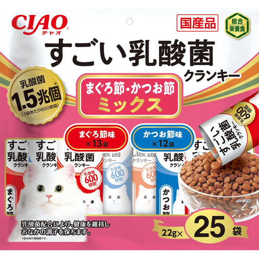 いなばペットフード CIAO すごい乳酸菌クランキー まぐろ節・かつお節ミックス 22g×25袋 猫用フード