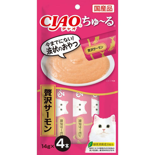 （まとめ買い）いなばペットフード CIAO ちゅ～る 贅沢サーモン 14g×4本 猫用おやつ 〔×20〕