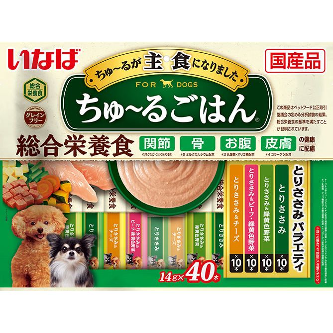 いなばペットフード ちゅ～るごはん とりささみバラエティ 14g×40本 犬用フード