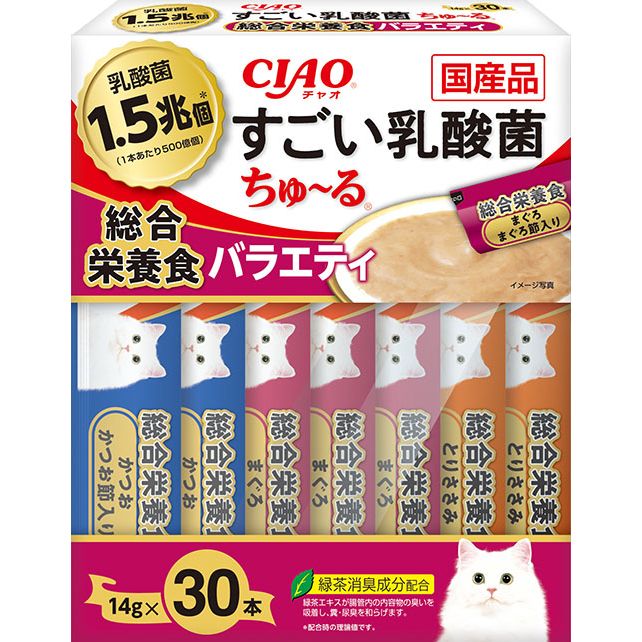 いなばペットフード CIAO すごい乳酸菌ちゅ～る 総合栄養食バラエティ 14g×30本 猫用おやつ