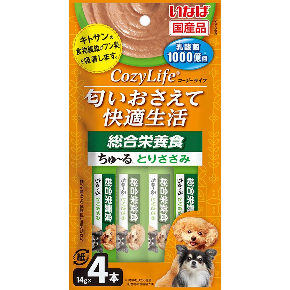 （まとめ買い）いなばペットフード CozyLifeちゅ～る 総合栄養食 とりささみ 14g×4本 犬用おやつ 〔×20〕