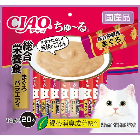 いなばペットフード CIAO ちゅ～る 総合栄養食 まぐろバラエティ 14g×20本 猫用おやつ