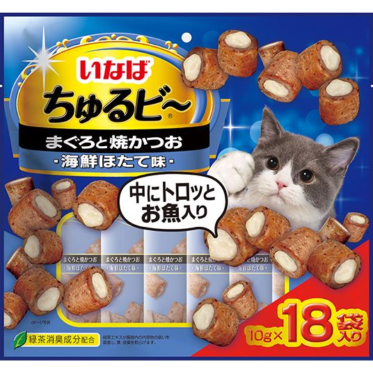 いなばペットフード ちゅるビ～ まぐろと焼かつおほたて味 10g×18袋 猫用おやつ