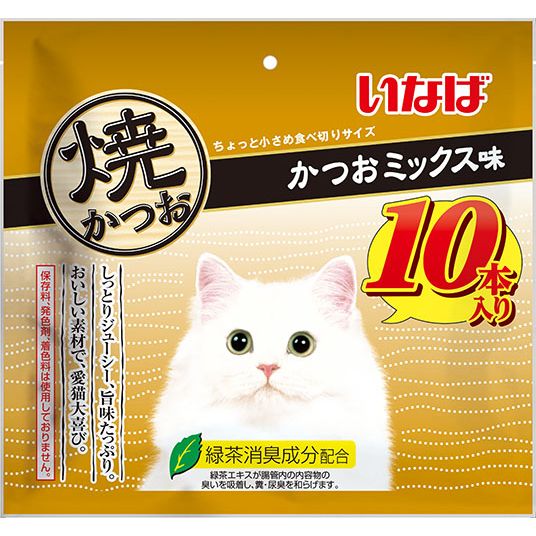 （まとめ買い）いなばペットフード 焼かつお かつおミックス味 10本 猫用おやつ 〔×4〕