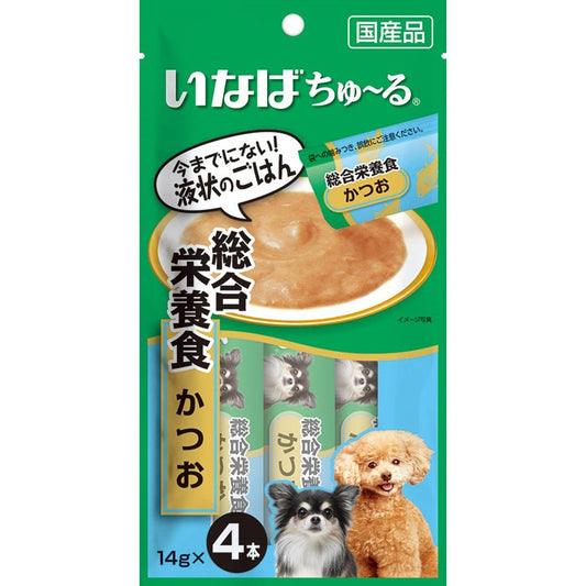 （まとめ買い）いなばペットフード ちゅ～る 総合栄養食 かつお 14g×4本 犬用おやつ 〔×20〕