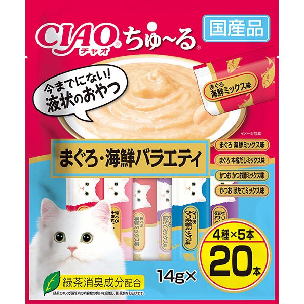 いなばペットフード CIAO ちゅ～る まぐろ・海鮮バラエティ 14g×20本入 猫用おやつ