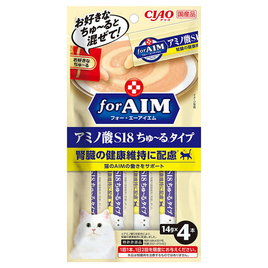 いなばペットフード CIAOforAIM アミノ酸S18 ちゅ～るタイプ 14g×4本 猫用おやつ