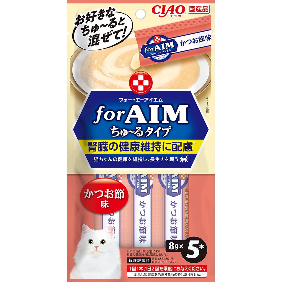 いなばペットフード CIAO forAIM ちゅ～るタイプ かつお節味 8g×5本入 猫用おやつ