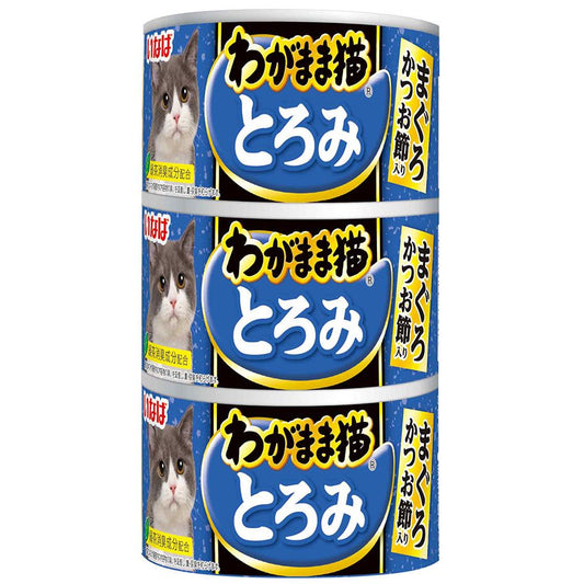 （まとめ買い）いなばペットフード わがまま猫とろみ まぐろかつお節入り 140g×3缶 猫用フード 〔×9〕