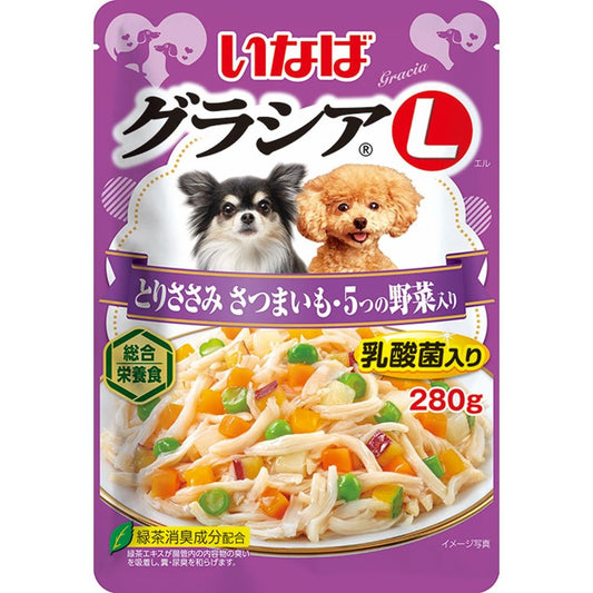 （まとめ買い）いなばペットフード グラシアL とりささみ さつまいも・5つの野菜入り 280g 犬用フード 〔×12〕