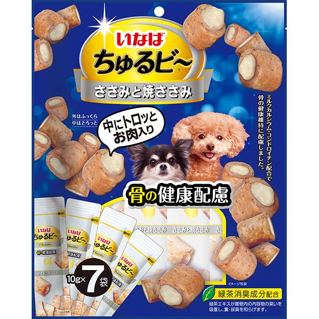 いなばペットフード ちゅるビ～ ささみと焼ささみ 骨の健康に配慮 10g×7袋 犬用おやつ