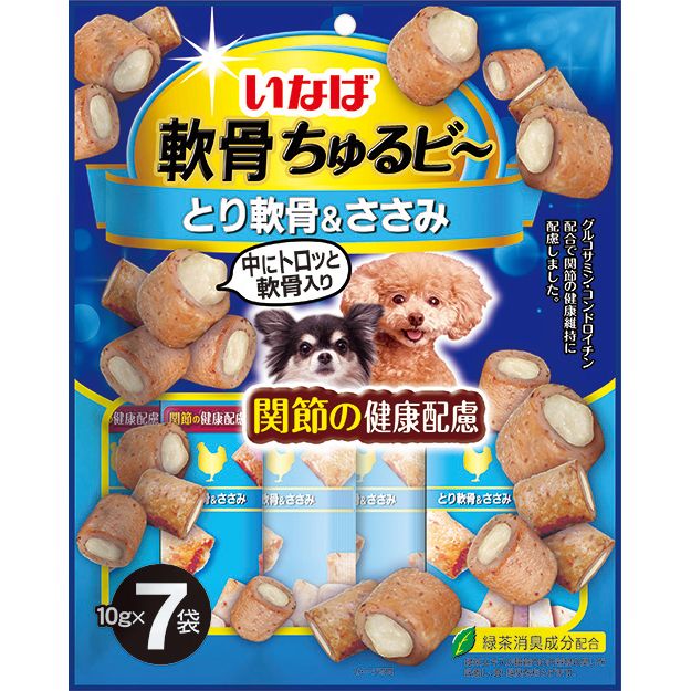 （まとめ買い）いなばペットフード 軟骨ちゅるビ～ とり軟骨＆ささみ 10g×7袋 犬用おやつ 〔×10〕