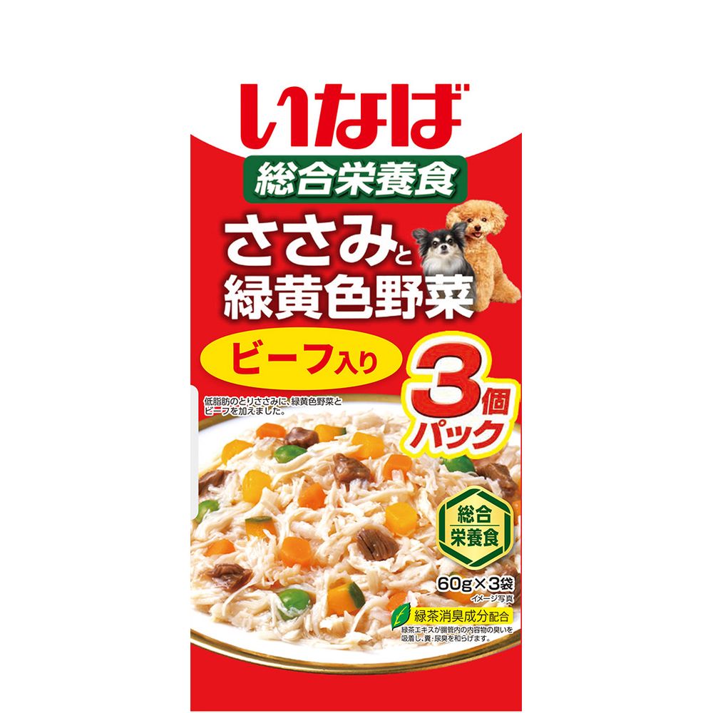 いなばペットフード ささみと緑黄色野菜 ビーフ入り 60g×3 犬用フード