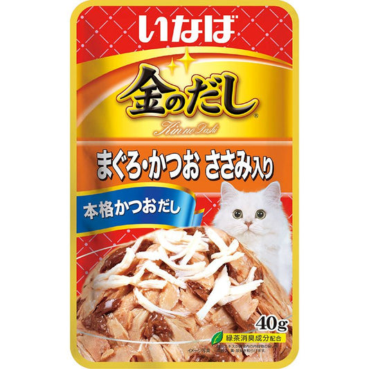 （まとめ買い）いなばペットフード 金のだしパウチ まぐろ・かつおささみ入り 40g 猫用フード 〔×48〕