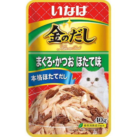 （まとめ買い）いなばペットフード 金のだしパウチ まぐろ・かつお ほたて 40g 猫用フード 〔×48〕