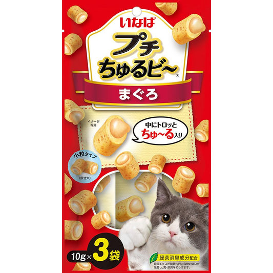 （まとめ買い）いなばペットフード プチちゅるビ～ まぐろと焼かつお 10g×3袋 猫用おやつ 〔×20〕