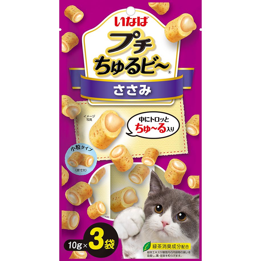 （まとめ買い）いなばペットフード プチちゅるビ～ まぐろと焼ささみ 10g×3袋 猫用おやつ 〔×20〕