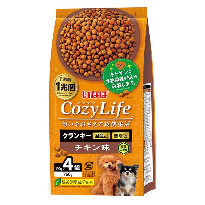 いなばペットフード CozyLifeクランキー チキン味 190g×4袋 犬用フード