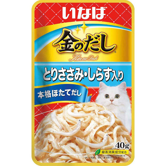 （まとめ買い）いなばペットフード 金のだしパウチ とりささみ・しらす入り 40g 猫用フード 〔×48〕