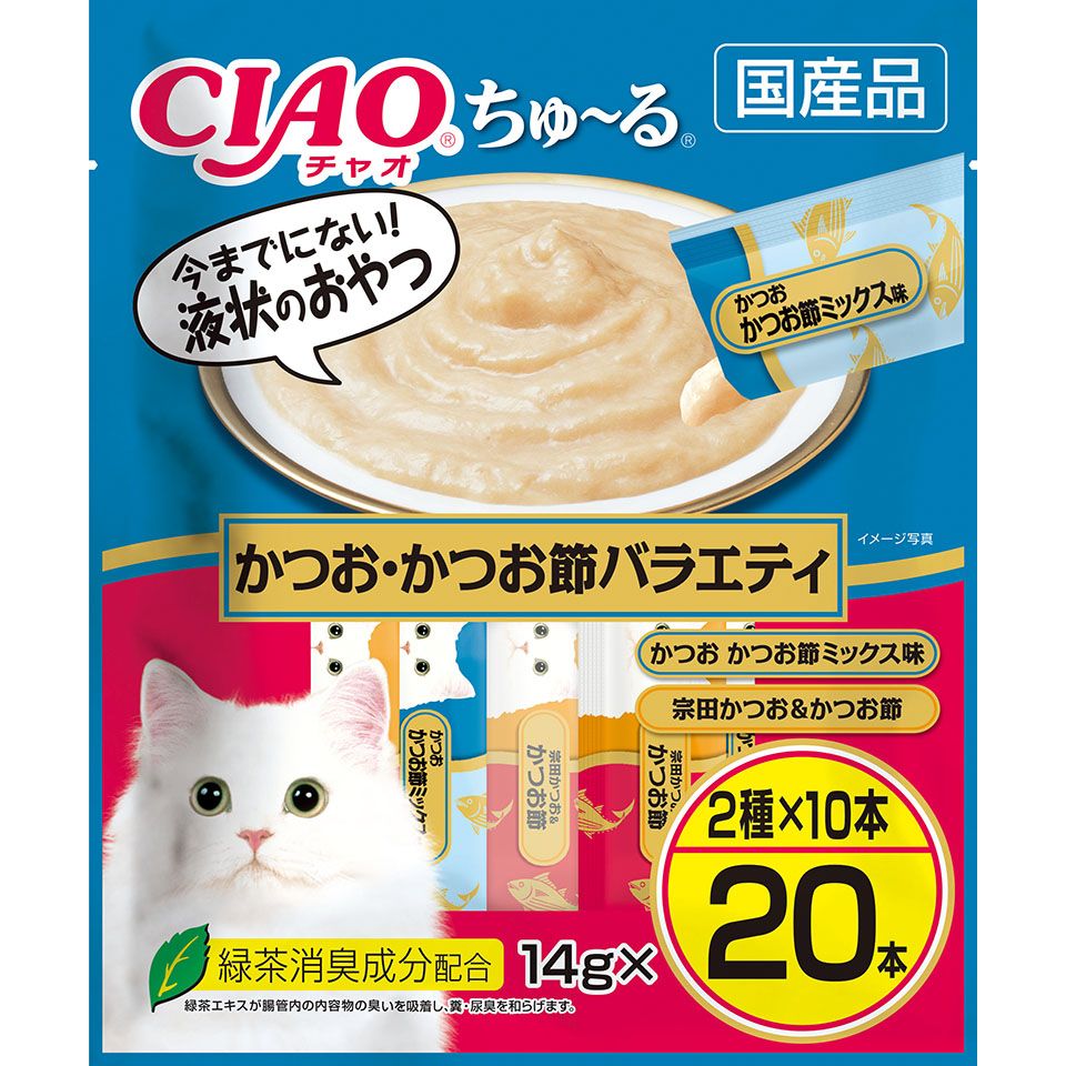 いなばペットフード CIAO ちゅ～る かつお・かつお節バラエティ 14g×20本 猫用おやつ