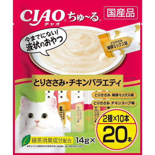 いなばペットフード CIAO ちゅ～る とりささみ・チキンバラエティ 14g×20本 猫用おやつ